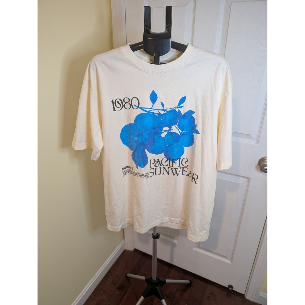 PacSun Graphic T-Shirt Cream 1980 Pacific Sunwear Fruit Lemons - Size L